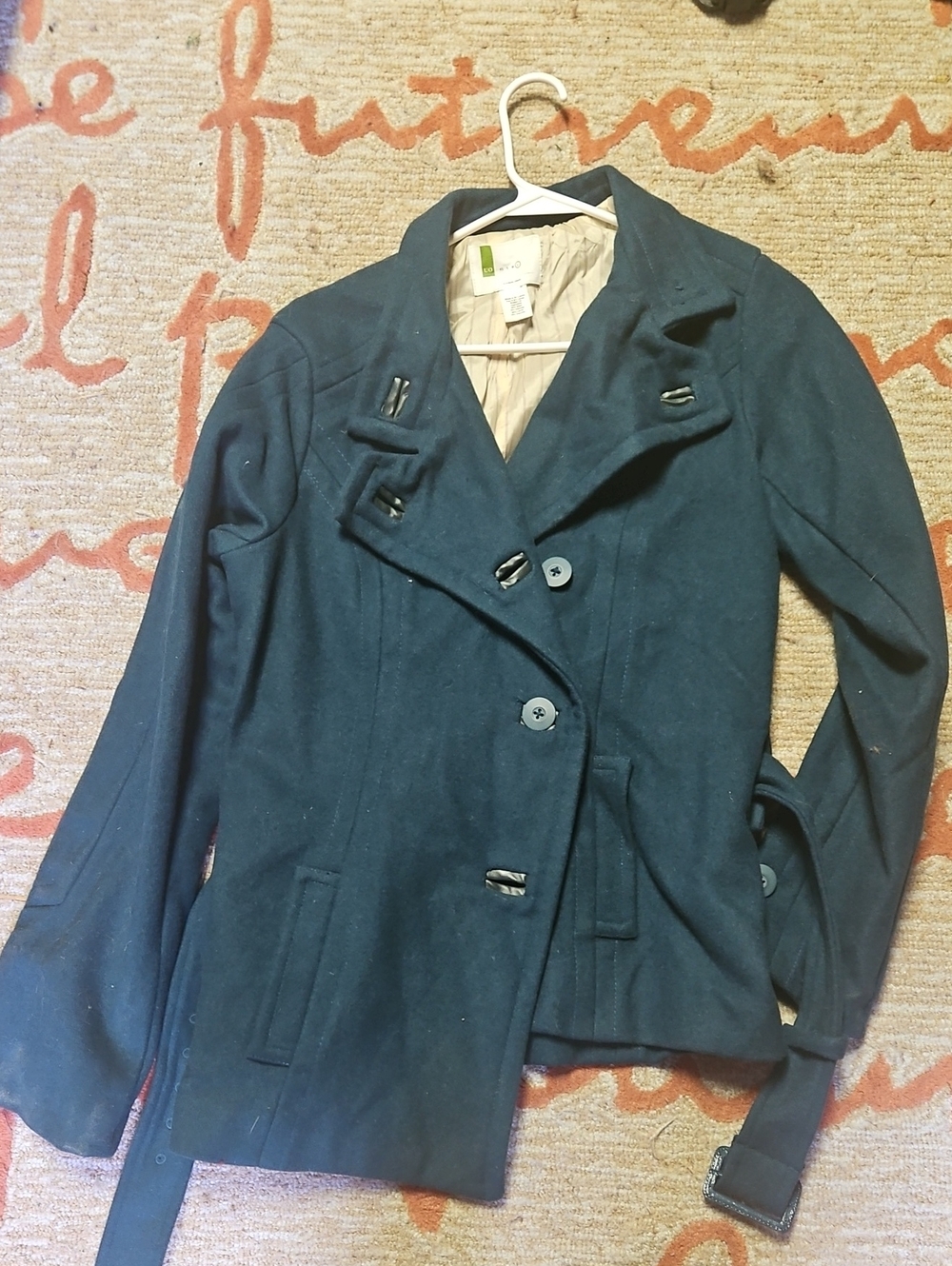 Urban Outfitters Dark Teal Double-Breasted Peacoat